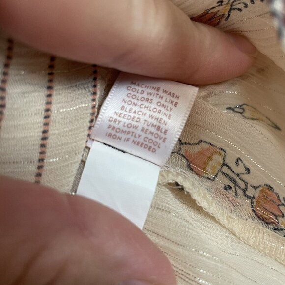 Lauren Conrad Printed Chiffon Peasant Top Zina Geo Sunkiss Size Medium - Picture 9 of 12